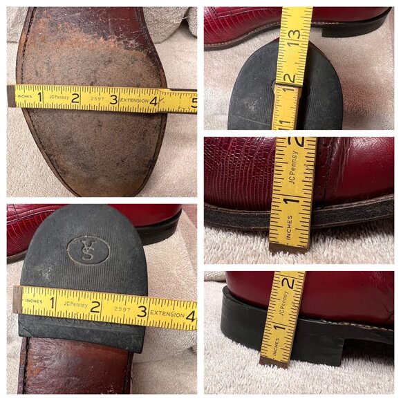 Stacy Adams Men Red Leather Dress Shoes Lizard Cap Toe Oxford Size 11.5D VTG - Picture 12 of 16